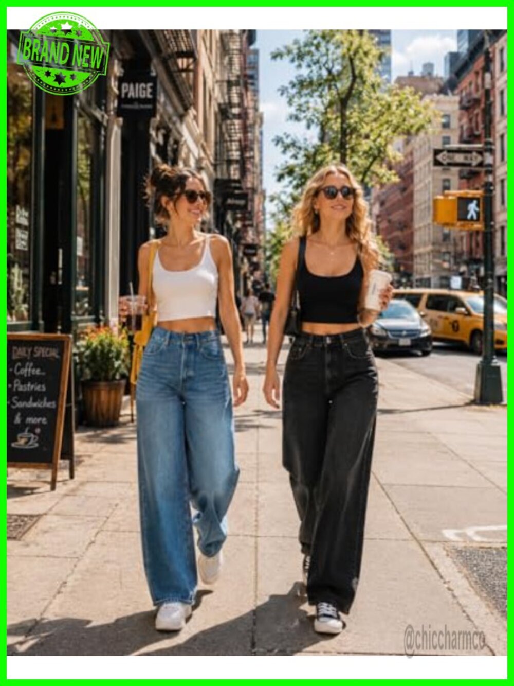 High Waisted Baggy Wide Leg Stretchy Tummy Control Jeans - Picture 3 of 5